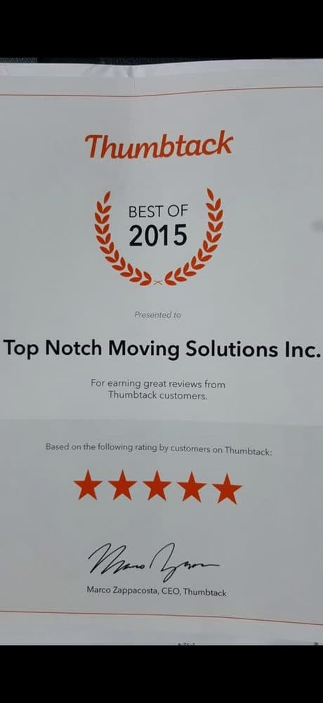Thumbtack Best of 2015 award